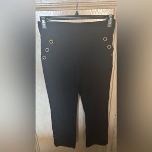Women’s Ingredients Black Cropped Capri Pants Gold Accents Sz 6 Office‎ Business